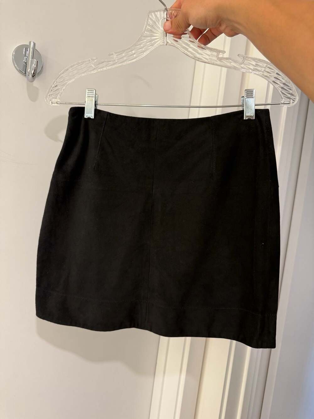 Loulou Studio Veria 100% Goat Suede Black Mini Skirt